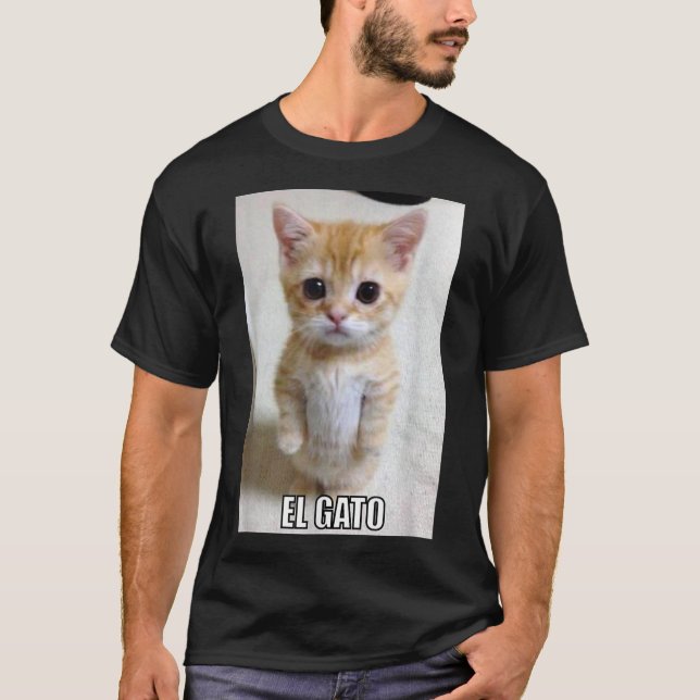 El Gato Meme Ledsen Gråtande Cat Munchkin Kattunge T Shirt (Framsida)