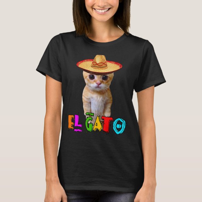 El Gato Meme Mexican Cat Latino Munchkin Kattunge  T Shirt (Framsida)