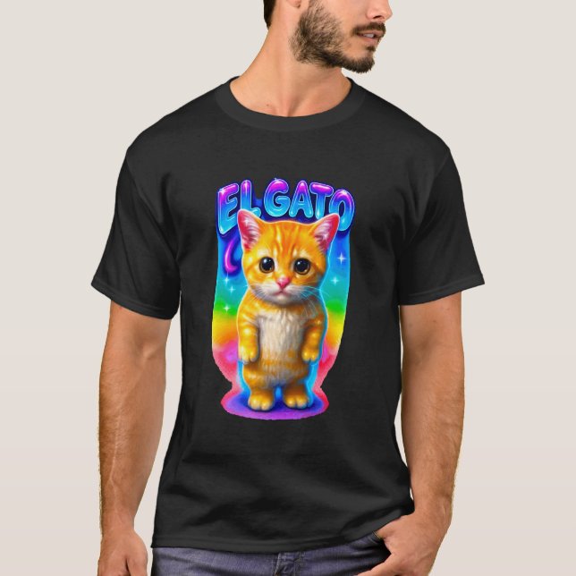 El Gato Meme Sorgsen Gråtande Katt Munchkin Kitty  T Shirt (Framsida)