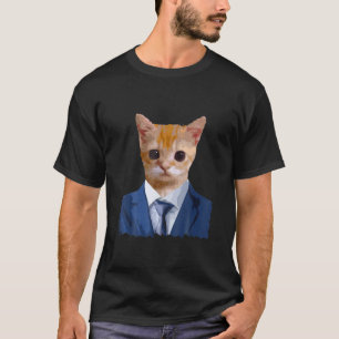El Gato Meme Wearing A Kostym Cute Ledsen Cat Humo T Shirt