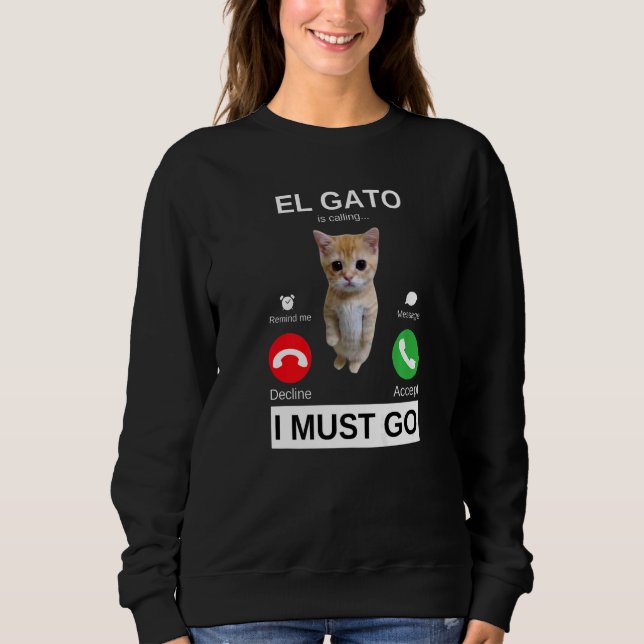 El Gato ringer Sorgsen Gråtande Katt Meme T Shirt (Framsida)