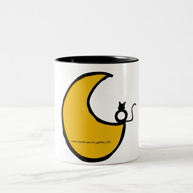 El gato y la luna Två-Tonad mugg (Center)
