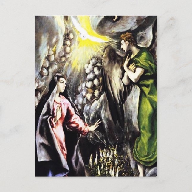 El Greco Annunciation Virgin Mary Vykort (Framsida)