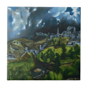El Greco beskådar av Toledo belägger med tegel Kakelplatta
