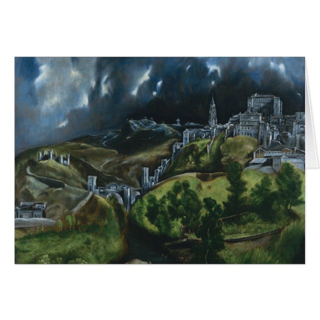 El Greco beskådar av Toledo Hälsningskort (Framsidan Horizontal)