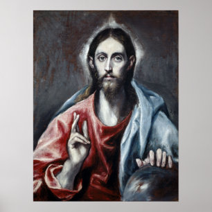 El Greco Kristi välsignelse av jordens väktare Poster