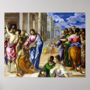 El Greco Kristus Ljuger Blinden Poster