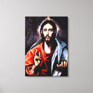 El Greco - Kristus som Savior, bra konst porträtt Canvastryck