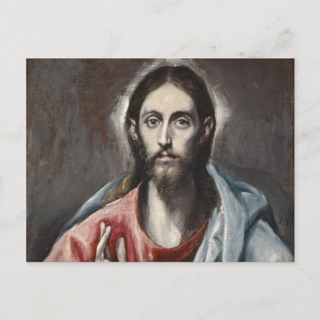 El Greco - Kristus välsignar Vykort (Framsida)