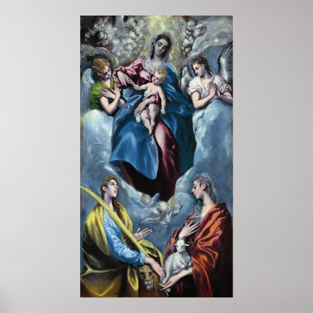 El Greco Madonna och Child med Saint Martina och Poster (Framsidan)