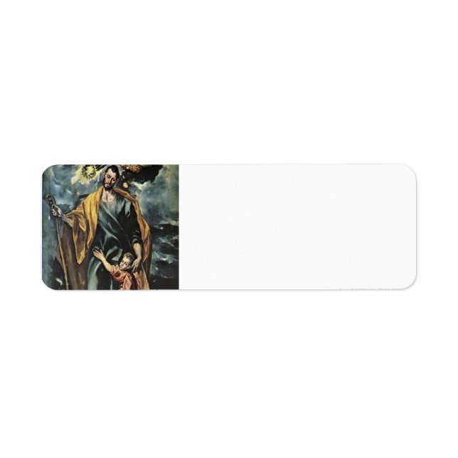 El Greco-St. Joseph och Kristus Child Returadress Etikett (Framsidan)