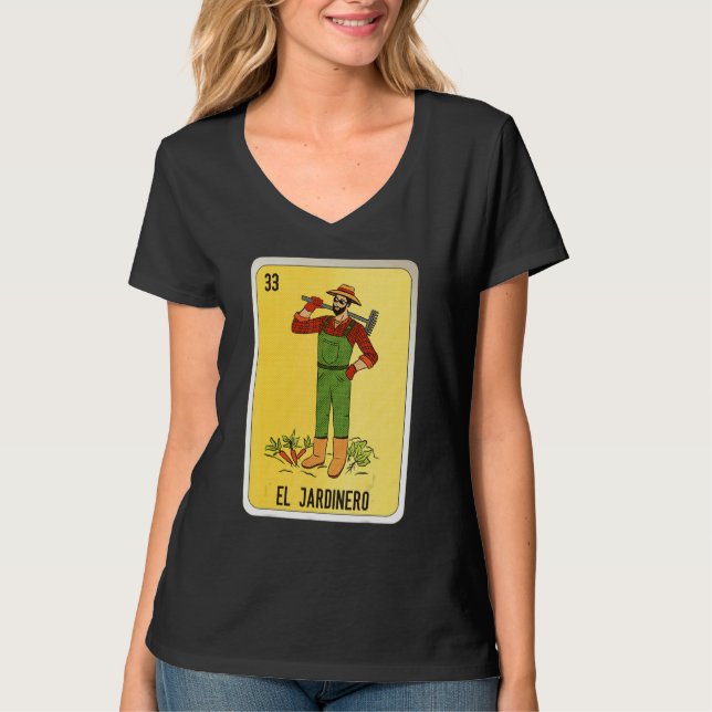 El Jardinero Mexican Slang Lottery Bingo Cards T Shirt (Framsida)