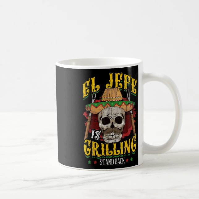 El Jefe är ett grillställ tillbaka _ Funny Grillin Kaffemugg (Höger)
