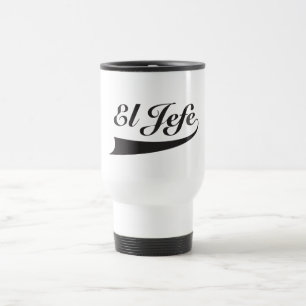 El Jefe i svart bokstäver Resemugg