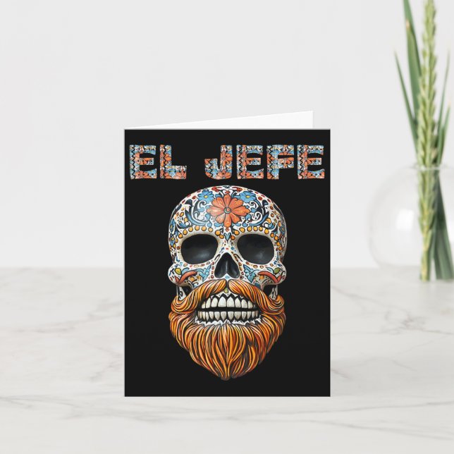El Jefe Skalle Mexikansk Chef Spansk Dia De Los Mu Kort (Framsida)