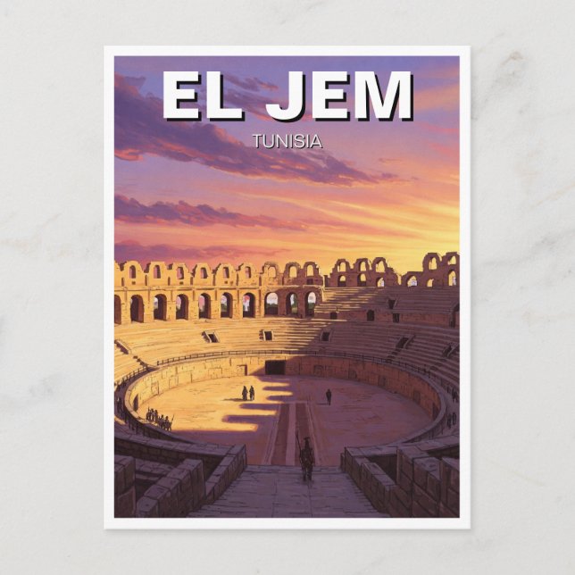 El Jem Amphitheater Tunisien Travel Vykort (Framsida)