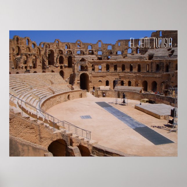 El Jem Ancient Colosseum Amphitheater Tunisien Poster (Framsidan)