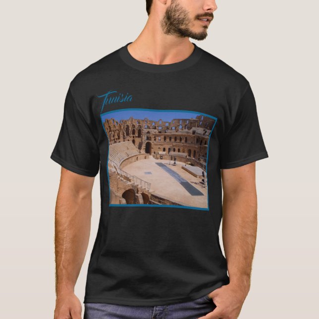 El Jem Old Roman Gladiator Amphitheater Tunisien T Shirt (Framsida)