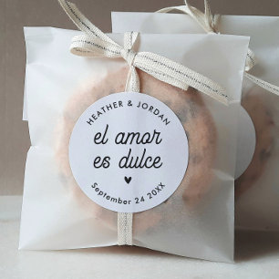 El Kärlek es Dulce Modern Wedding Favors Runt Klistermärke