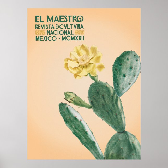 El Maestro Kactus Tryck | Mexikansk Botanisk Konst (Framsidan)