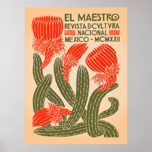 El Maestro Kaktus Tryck Mexikansk Botanisk Konst