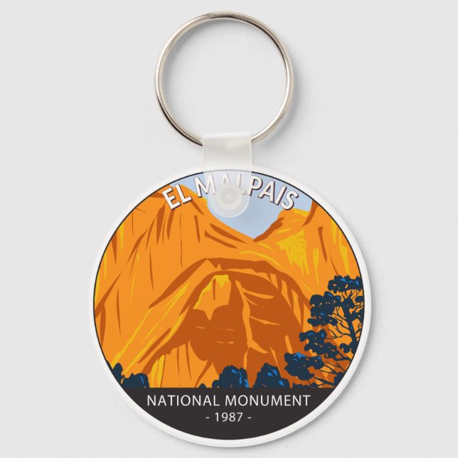 El Malpais nationalmonument New mexico Vintage Nyckelring (Framsida)