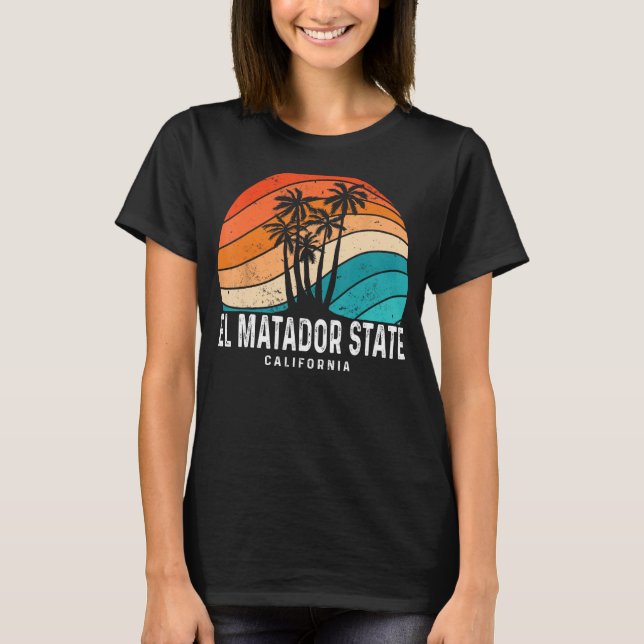 El Matador State Beach California Handflatan Träd  T Shirt (Framsida)