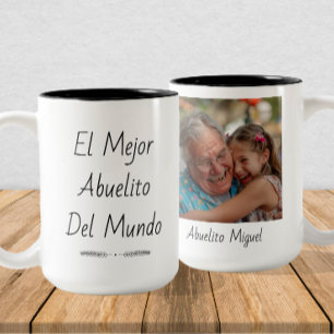 El Mejor Abuelito del Mundo - Anpassningsbar Photo Två-Tonad Mugg