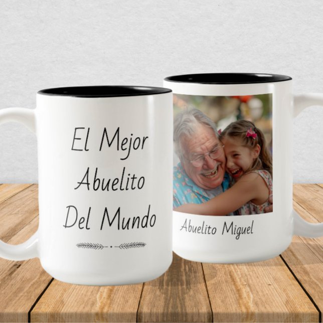 El Mejor Abuelito del Mundo - Anpassningsbar Photo Två-Tonad Mugg (Skapare uppladdad)
