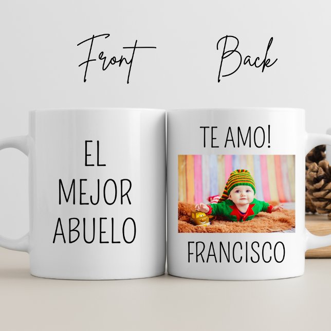 El Mejor Abuelo Personalize Photo Grandpa Birthday Mugg (Skapare uppladdad)