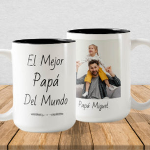El Mejor Papá del Mundo - Anpassningsbar Photo & N Två-Tonad Mugg