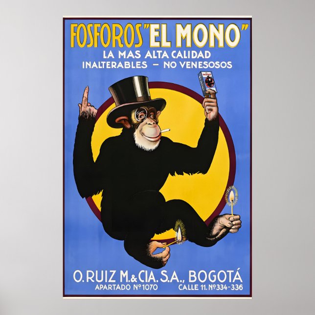 El Mono Cigarettes Vintage Affischtryck Poster (Framsidan)