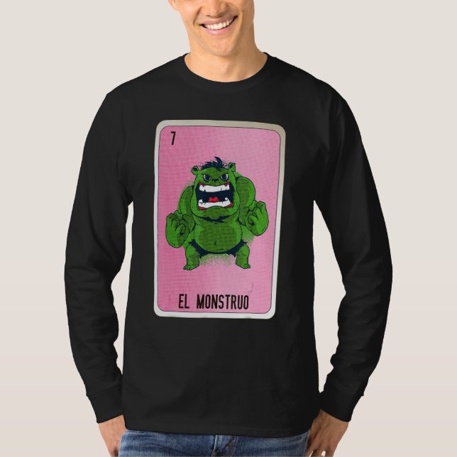 El Monstruo Mexican Slang Lottery Bingo Cards T Shirt (Framsida)