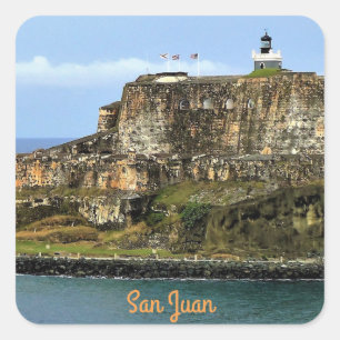 El Morro som bevakar den San Juan fjärden, Fyrkantigt Klistermärke