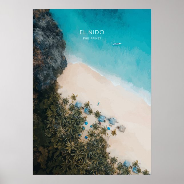 El Nido, Filippinerna Travel Illustration Poster (Framsidan)