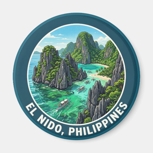 El Nido, Palawan Filippinerna Magnet (Framsidan)