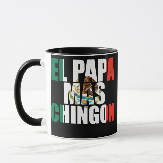 El papa mas chingon Father Fatherhood Fathers day Mugg (Vänster)