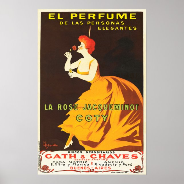 EL PARFYM La Ro Jacqueminot Coty Paris Art Deco Poster (Framsidan)