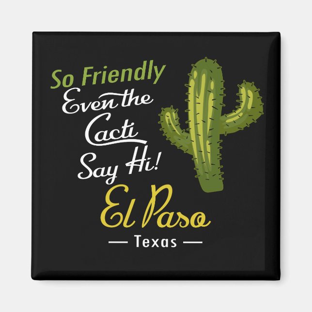 El Paso Cactus Funny Retro Magnet (Framsidan)