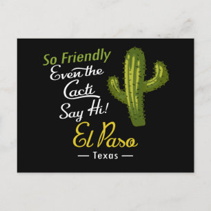 El Paso Cactus Funny Retro Vykort