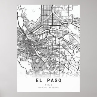 El Paso City Karta Poster