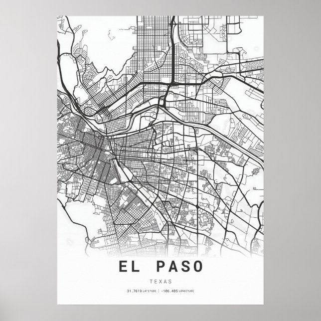 El Paso City Karta Poster (Framsidan)