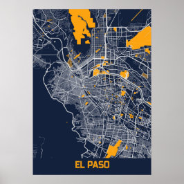 EL Paso - Förenade Stater Bluefresh City Karta Poster