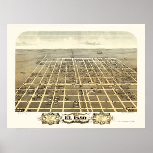 El Paso IL panorama- karta - 1869 Poster
