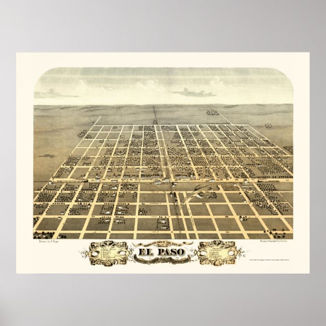 El Paso, IL Panoramic Karta - 1869 Poster (Framsidan)