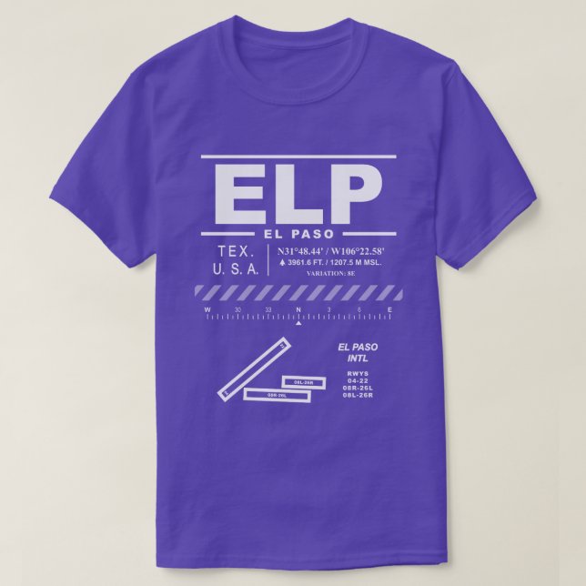El Paso Internationell flygplats ELP T Shirt (Design framsida)