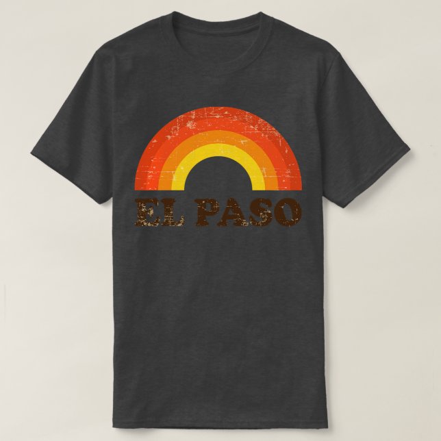 El Paso Retro Vintage Rainbow Distress T Shirt (Design framsida)