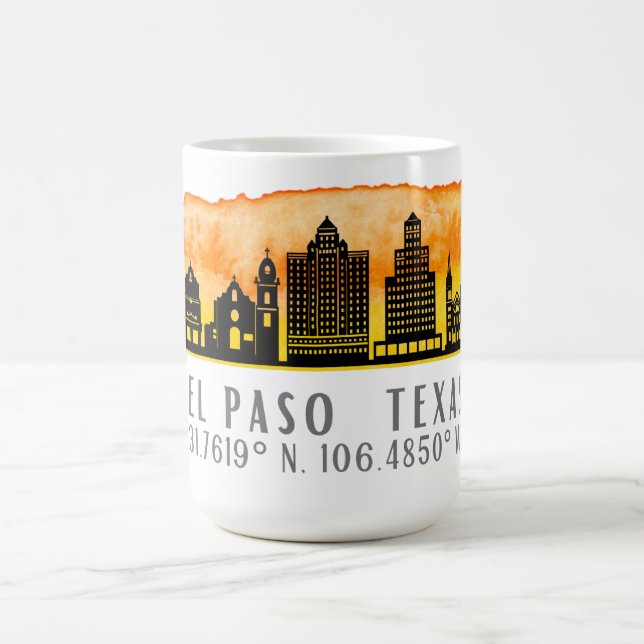 El Paso Skyline Latitude och Longitud Kaffemugg (Center)