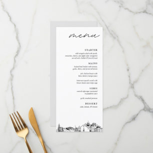El Paso Skyline Modern Bröllop Dinner Menu Meny