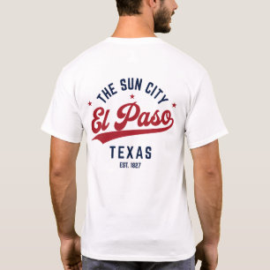 El Paso Solstaden Texas Vintage Röd Blå Stolthet T Shirt